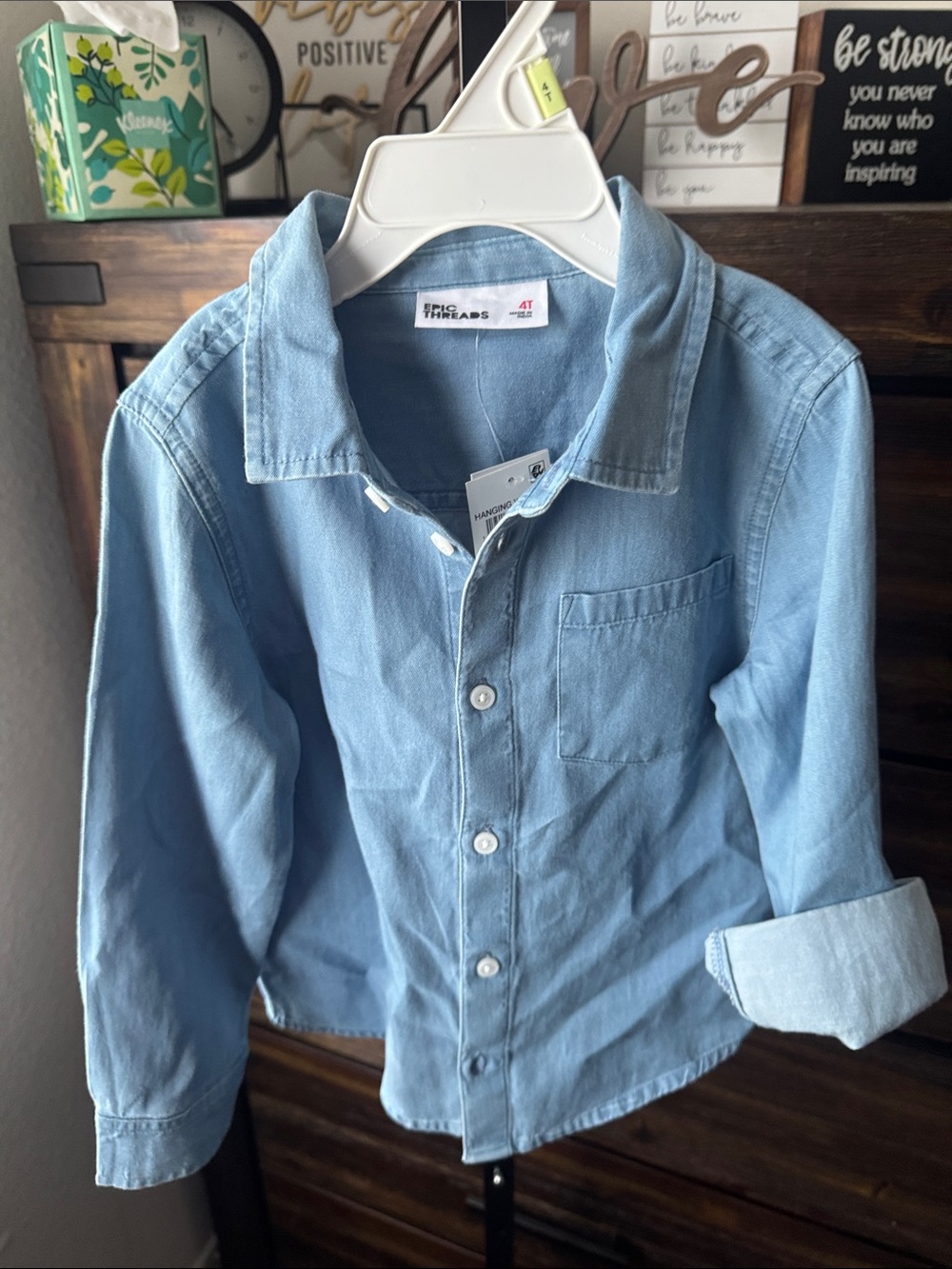 Toddler Boys Epic Threads Light Denim Blue Button-Down Shirt